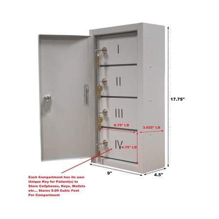 Omnimed Wall Mounted Patient & Employee Personal Storage Lockers (I-VIII) 182181COMB